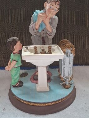 Norman Rockwell Figurine - Blue, White, Green, Brown